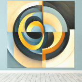 Abstracte Retro-geometrie in cirkels en rechthoeke Canvas Afdruk (Insitu (Houten vloer))