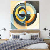 Abstracte Retro-geometrie in cirkels en rechthoeke Canvas Afdruk (Insitu (Slaapkamer))