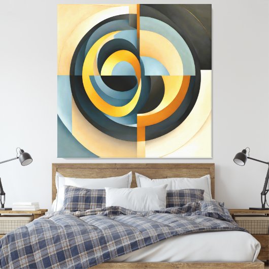 Abstracte Retro-geometrie in cirkels en rechthoeke Canvas Afdruk (Insitu (Slaapkamer))