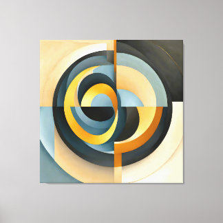Abstracte Retro Geometrie in Cirkels en Rechthoeke Canvas Afdruk