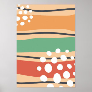 Abstracte retro golflijnkunst poster