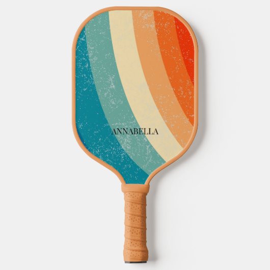 Abstracte retro golvende lijnen pickleball paddle (Voorkant)