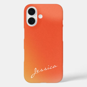 Abstracte Retro Gradiënt Oranje Gepersonaliseerde  iPhone 16 Hoesje