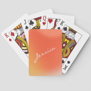 Abstracte Retro Gradiënt Oranje Gepersonaliseerde  Pokerkaarten