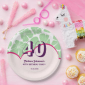 Abstracte Retro Groene Kamille Bloem Verjaardag Papieren Bordje (Feest)