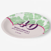 Abstracte Retro Groene Kamille Bloem Verjaardag Papieren Bordje (Gekanteld)