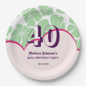 Abstracte Retro Groene Kamille Bloem Verjaardag Papieren Bordje (Voorkant)