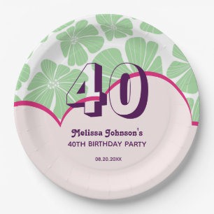 Abstracte Retro Groene Kamille Bloem Verjaardag Papieren Bordje