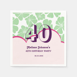 Abstracte Retro Groene Kamille Bloem Verjaardag Servet