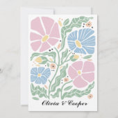 Abstracte Retro Heldere Kleurrijke Bloemen Bruilof Save The Date (Achterkant)