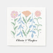 Abstracte Retro Heldere Kleurrijke Bloemen Bruilof Servet (Voorkant)