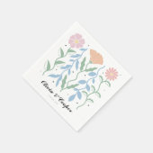 Abstracte Retro Heldere Kleurrijke Bloemen Bruilof Servet (Hoek)