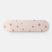 Abstracte Retro Hippie Floral Pattern Baby Roze Persoonlijk Skateboard (Horizontaal)