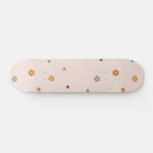 Abstracte Retro Hippie Floral Pattern Baby Roze Persoonlijk Skateboard (Horizontaal)