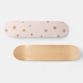 Abstracte Retro Hippie Floral Pattern Baby Roze Persoonlijk Skateboard (Horizontaal)