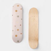 Abstracte Retro Hippie Floral Pattern Baby Roze Persoonlijk Skateboard (Voorkant)