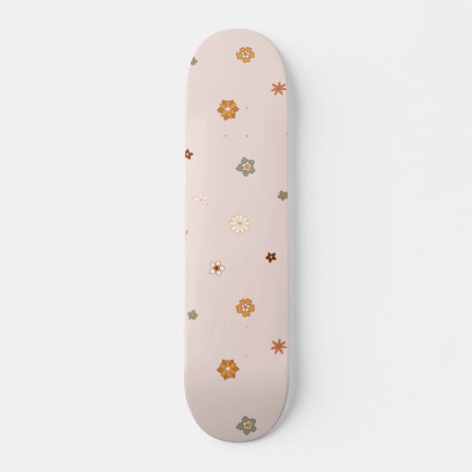 Abstracte Retro Hippie Floral Pattern Baby Roze Persoonlijk Skateboard (Voorkant)