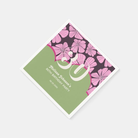 Abstracte Retro Kamille Bloemen Groene Verjaardag Servet (Hoek)