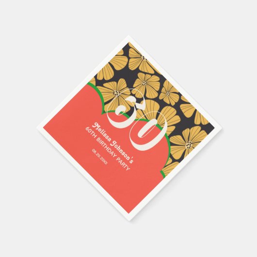 Abstracte Retro Kamille Bloemengeel Verjaardag Servet (Hoek)