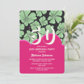 Abstracte Retro Kamille Bloemenroze Verjaardag Kaart (Staand voorkant)