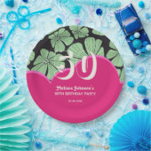 Abstracte Retro Kamille Bloemenroze Verjaardag Papieren Bordje (Feest)