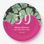 Abstracte Retro Kamille Bloemenroze Verjaardag Papieren Bordje (Voorkant)