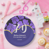 Abstracte Retro Kamille Floral Paarse Verjaardag Papieren Bordje (Feest)