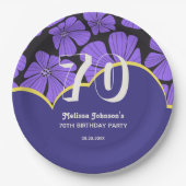 Abstracte Retro Kamille Floral Paarse Verjaardag Papieren Bordje (Voorkant)