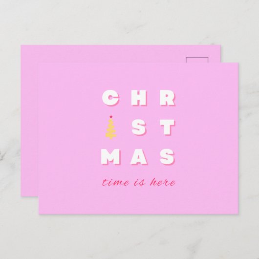 Abstracte Retro kerstroze feestdag depreppy Briefkaart (Voorkant / Achterkant)