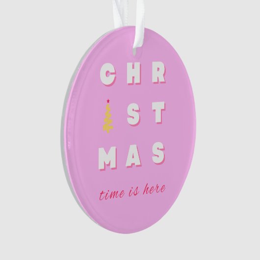 Abstracte Retro kerstroze feestdag depreppy Ornament (voorkant)