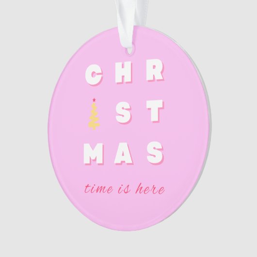 Abstracte Retro kerstroze feestdag depreppy Ornament (voorkant)