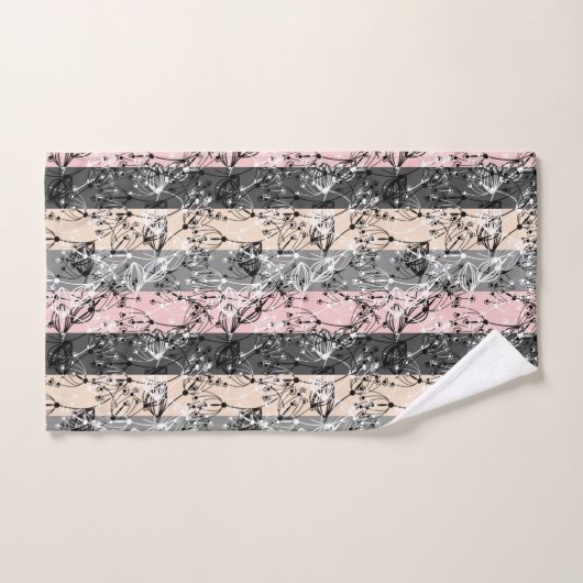 Abstracte retro kleine bloemen bloembladeren tak bad handdoek (Handdoek)