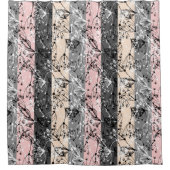 Abstracte retro kleine bloemen bloembladeren tak douchegordijn (Voorkant)