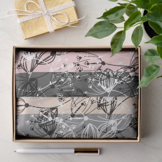 Abstracte retro kleine bloemen bloembladeren tak tissuepapier (Geschenk)