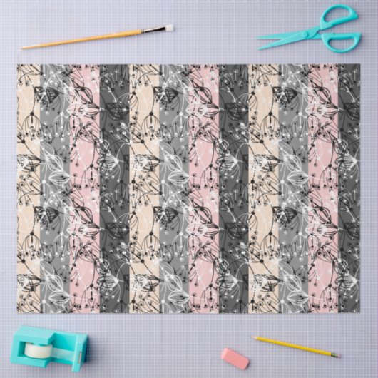 Abstracte retro kleine bloemen bloembladeren tak tissuepapier (Craft)