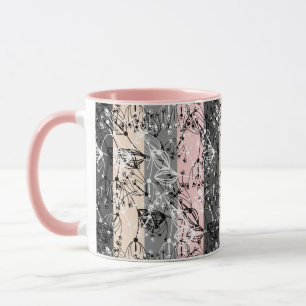 Abstracte retro kleine bloemen bloemige bladeren t mok