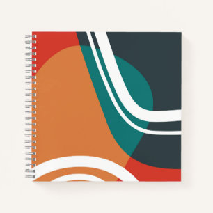 Abstracte retro kleuren lijn kunstwerk notitieboek