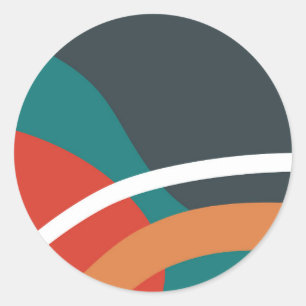 Abstracte retro kleuren lijnkunst ronde sticker
