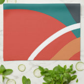 Abstracte retro kleuren lijnkunst theedoek (Gevouwen)