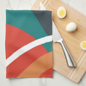 Abstracte retro kleuren lijnkunst theedoek (Quarter Fold)