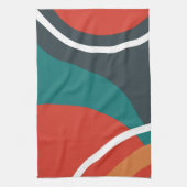 Abstracte retro kleuren lijnkunst theedoek (Verticaal)