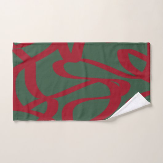 Abstracte Retro Lines Mideeuw Modern Red Green Bad Handdoek (Handdoek)