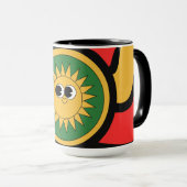 Abstracte retro met zon emoji mok (Voorkant rechts)