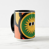 Abstracte retro met zon emoji mok (Voorkant links)