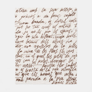 Abstracte retro onleesbare bruine met inkt geschre fleece deken