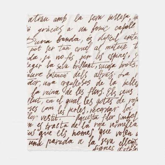 Abstracte retro onleesbare bruine met inkt geschre fleece deken (Voorkant)