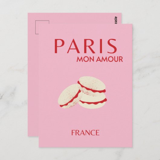 Abstracte Retro Pastel Paris Pink Pastel Travel Ar Briefkaart (Voorkant / Achterkant)