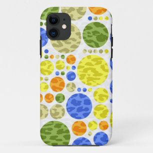 Abstracte Retro Polka Dots Leopard Print iPhone 11 Hoesje