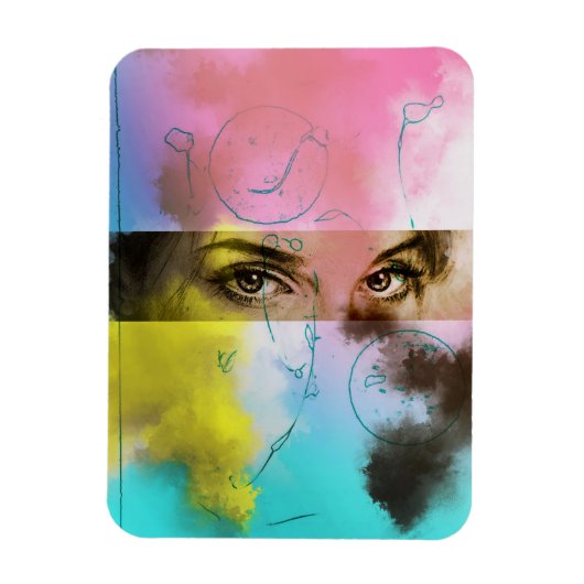 Abstracte Retro Pop Art, Photo Magnet Magneet (Verticaal)