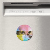 Abstracte Retro Pop Art, Round Magnet (Insitu (Vaatwasser))